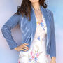 Rosa Jacket In Cornflower Blue Silk Velvet, thumbnail 2 of 3
