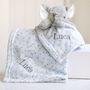 Personalised Blue Fluffy Elephant Comforter Blanket Set, thumbnail 5 of 8