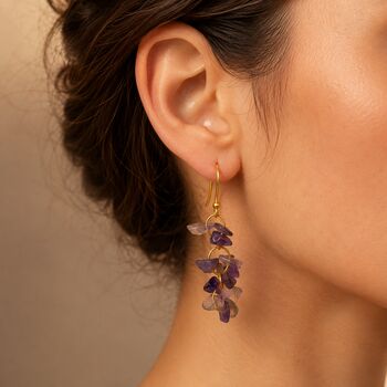 Chip Dangle Earrings, Gold Hook Statement Earrings, Handmade Boho Drop Earrings, 7 of 9