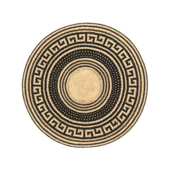 Woven Straw Black Pattern Circular Placemats, 3 of 7