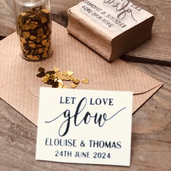 Let Love Glow Personalised Wedding Favours Rubber Stamp, 3 of 3