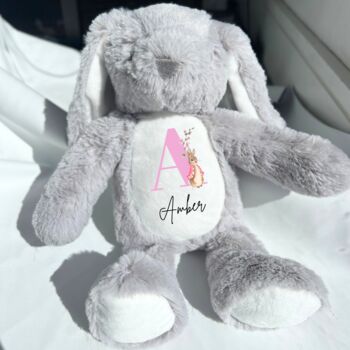 White Personalised Bunny Soft Toy Girl, 4 of 5