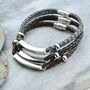 Personalised Men's Leather Slim Bar Bracelet, thumbnail 5 of 10