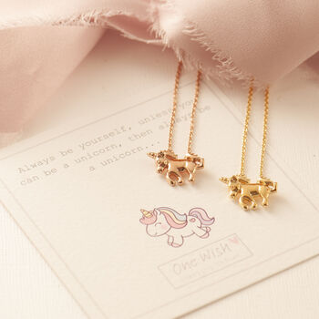 Rose Gold Or Gold Unicorn Cute Necklace, 2 of 12