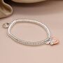 Silver Plate Bead Bracelet With Rose Gold Heart And Bee, thumbnail 1 of 3
