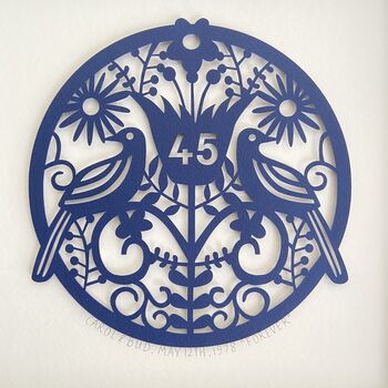 Personalised 45th Sapphire Anniversary Framed Paper Cut, 12 of 12