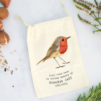 Personalised Robin Memorial Gift Bag With Seeds, 3 of 3