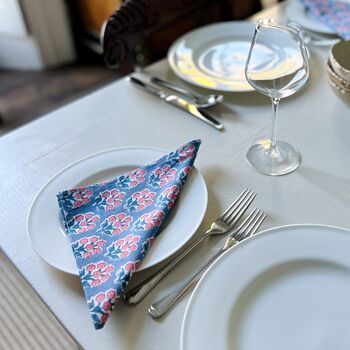 Pair Of Cotton Napkins In Coral Blossom Print, 2 of 5