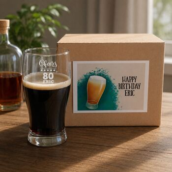 Personalised 80th Birthday Gift Pint Glass, 3 of 12
