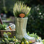 Large Sage Green Personalised Welly Boots Planter, thumbnail 1 of 10