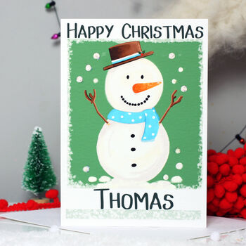 Personalised Snowman Christmas Card, 6 of 12