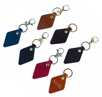 Handmade Personalised Leather Keyring Made In Britain, 4 of 7