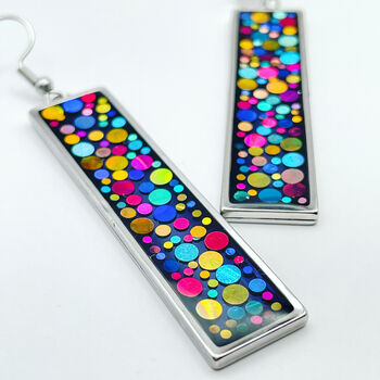 Long Disco Earrings Handmade With Colourful Sparkles, 2 of 10