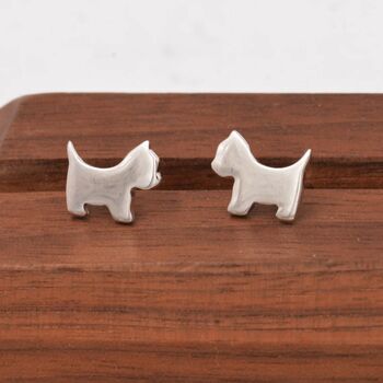 Terrier Dog Stud Earrings In Sterling Silver, 2 of 9