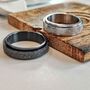 6mm Mens Black Silver Plated Steel Spinner Ring, thumbnail 6 of 10