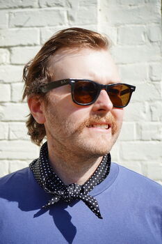 Mens Black Polkadot Cotton Neckerchief, 6 of 10