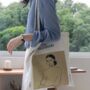 Woman Face Artist White Canvas Tote Bag, thumbnail 2 of 7