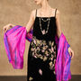 100% Mulberry Silk Scarf, Fuchsia Purple And Blue In Gift Box, thumbnail 3 of 11