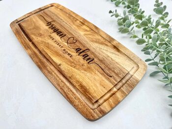 Our First Home Engraved Chopping Board, 4 of 7