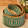 Round Stripe Seagrass Basket, thumbnail 1 of 6