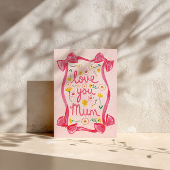 Love You Mum Floral Bow Card, 3 of 5