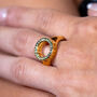 Designer Art Deco Halo Ring In 18ct Gold Vermeil, thumbnail 2 of 6