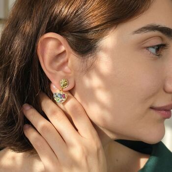 Statement Ruby Sapphire Emerald Gemstone Earrings, 2 of 4