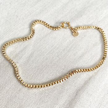 Langston Box Chain Gold Plated Delicate Metal Bracelet, 3 of 5