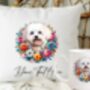 Personalised Maltese Summer Floral Dog Wreath Cushion And Mug Gift Bundle, thumbnail 1 of 4