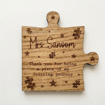 Personalised Thank You Teacher Wooden Coaster Gift, 6 of 6