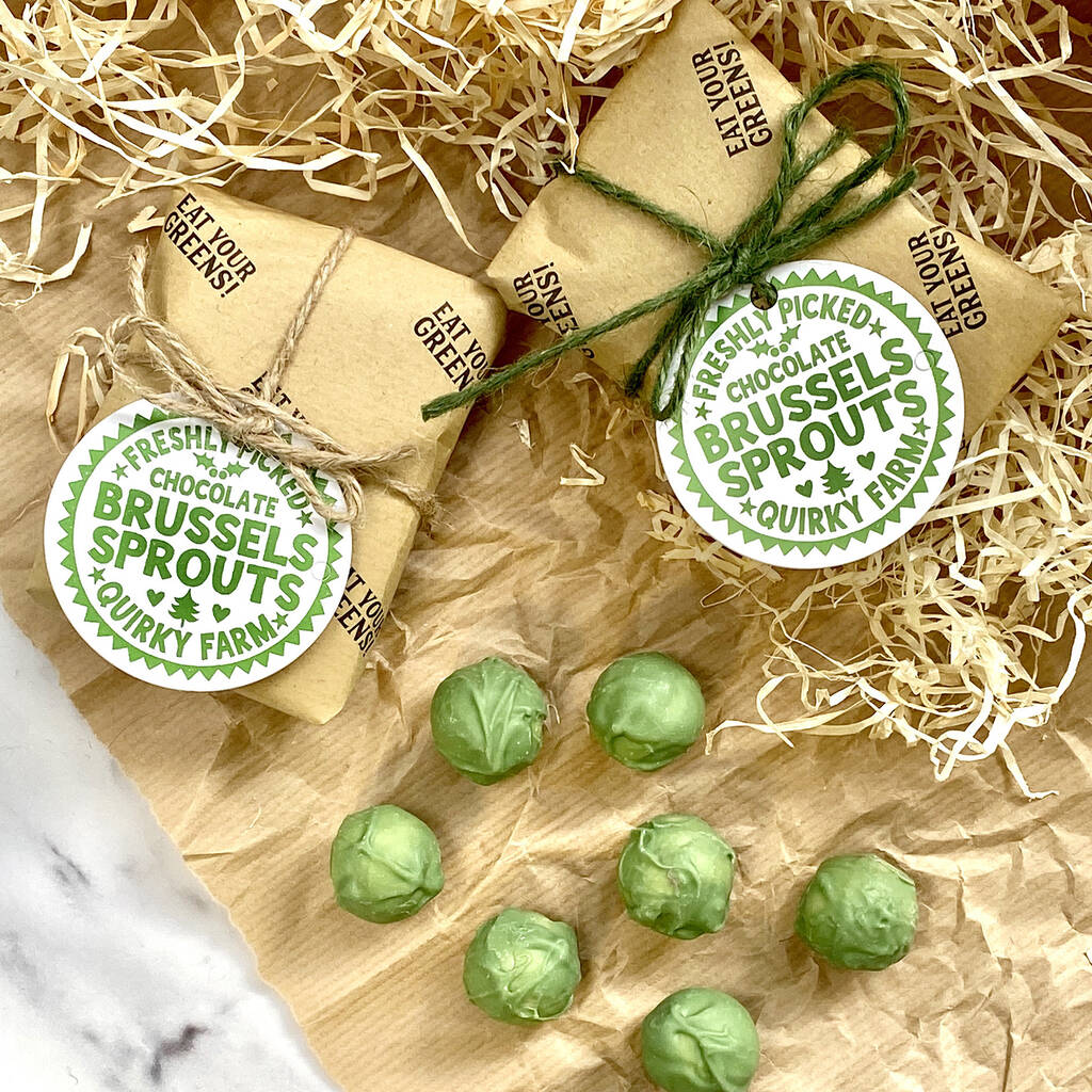 Pair Of Stocking Filler Chocolate Brussels Sprouts, 1 of 6