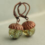 Speckled Green Acorn Earrings, thumbnail 1 of 9