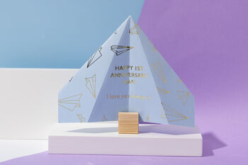 Foiled Paper Plane, Personalised Anniversary Card, 4 of 7