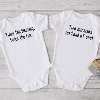 Twice The Blessings Twice The Fun Twin Baby Gifts, 3 of 7