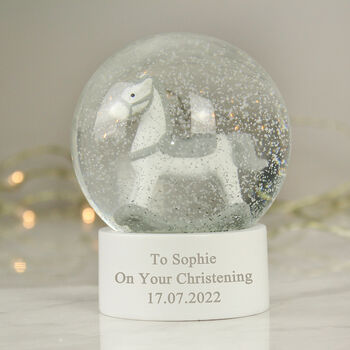 Personalised Rocking Horse Glitter Snow Globe, 3 of 4