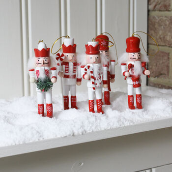 Set Of Five Red Nutcracker Ornaments, 3 of 3
