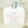 Personalised White Wooden New Baby Money Box, thumbnail 1 of 5