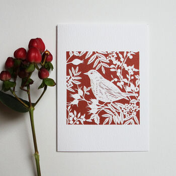 'Thrush In Berries' Greetings Card, 3 of 4