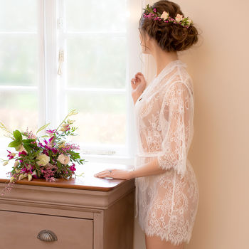 Bridal White Lace Dressing Gown, 6 of 6