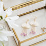 Gold Tone Pink Chalcedony Crystal Cloud Earrings, thumbnail 1 of 3