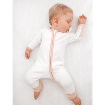 Pink Zip Up Organic Cotton Baby Sleepsuit, 2 of 3