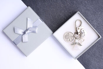 21st Birthday Lucky Sixpence Charm Keyring, 2 of 3