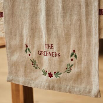 Personalised Traditional Christmas Natural Table Runner, 3 of 3