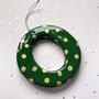 Personalised Handmade Green And Gold Polka Dot Clay Hanging Letter, thumbnail 3 of 5