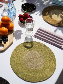 Seagrass Placemats Set Of Two Dark Green/Grey, 5 of 5