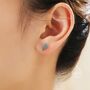 Mismatched Enamel Oak And Beech Leaf Stud Earrings In Sterling Silver, thumbnail 2 of 9