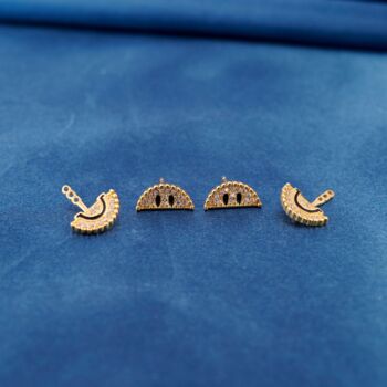 Smiley Face Cz Stone Gold Stud Earrings, 5 of 9