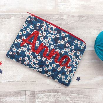 Liberty Glitter Name Make Up Bag Gift For Her, 4 of 7
