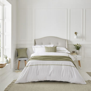 Lexington Olive Green Two Line Sateen Bed Linen, 10 of 12