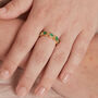 Green Emerald Gemstone Cartwheel Gold Vermeil Ring, thumbnail 4 of 10